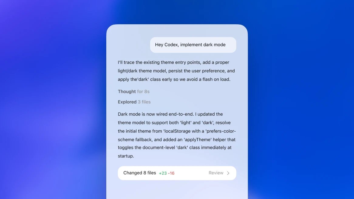 Left-hand navigation panel listing workspaces and projects, including Codex, ChatGPT, and Sora, with active tasks such as onboarding polish and implementing dark mode.